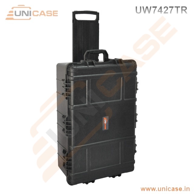 Custom drone equipment hard plastic carry case with wheels and trolley
