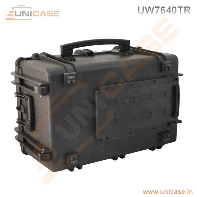 Large Equipment toolbox hard carry case with wheels and trolley and custom foam inserts Large protective Pelican hard case for tools and medical equipment carry case with custom foam