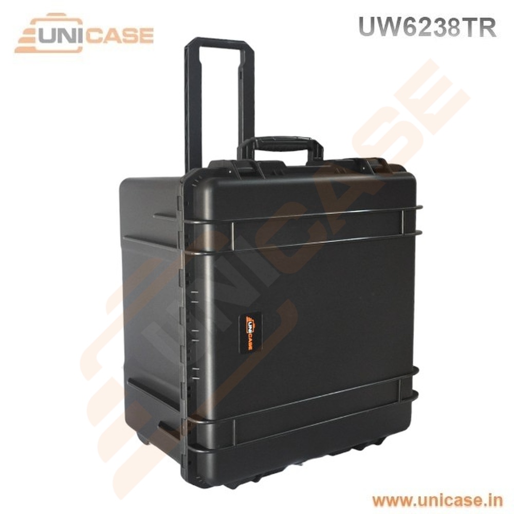 Plastic hard carry custom cases with wheels and trolley transit cases