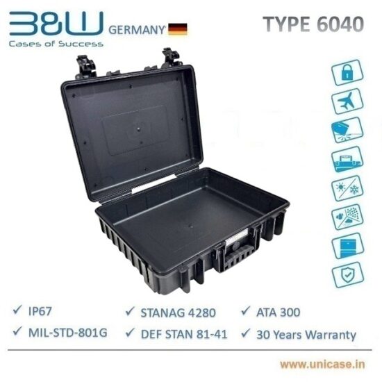 IP67 and MIL grade certified hard protective cases : TYPE 6040 B&W hard plastic Pelican case Drones cases and camera cases with custom foam
