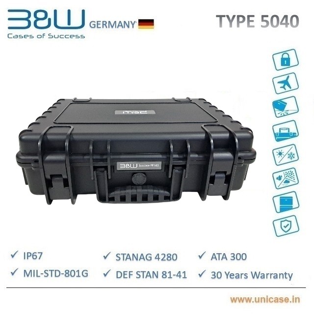 TYPE 5040 B&W IP67 and MIL certified hard plastic Carry Case: Premium quality water proof hard carry case