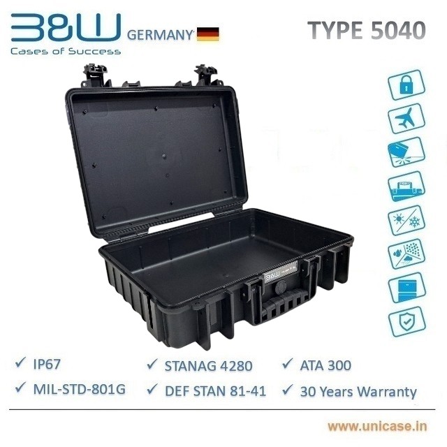 TYPE 5040 B&W IP67 and MIL certified hard plastic Carry Case: Premium quality water proof hard carry case