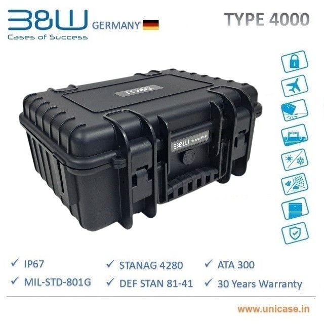Custom hard case similar to Max hard cases and Pelican case : TYPE 4000 B&W Waterproof demo case or heavy duty tools hard case
