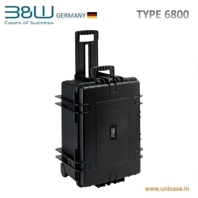 Hard plastic custom cases with wheels and trolly cases which are IP67 certified cases and MIL grade hard plastic cases from B&W Germany