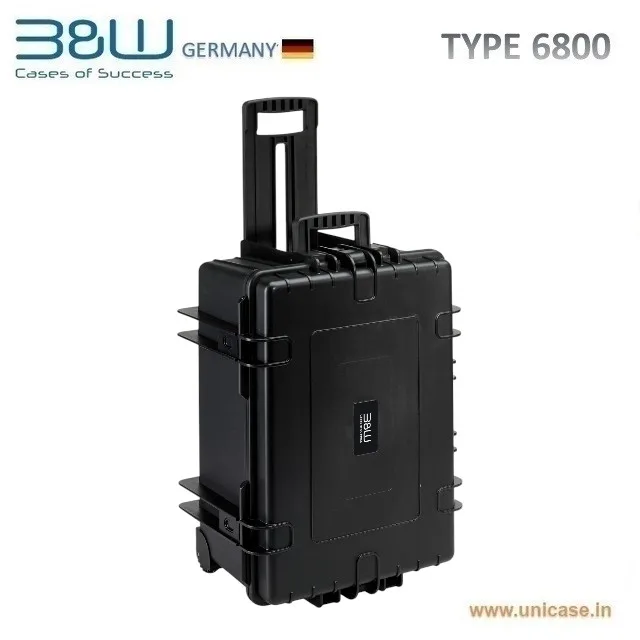 TYPE 6800 B&W Large Heavy duty waterproof MIL standard hard plastic carry Case with wheels and trolley: Ruggedized IP67 grade hard plastic drone equipment cases