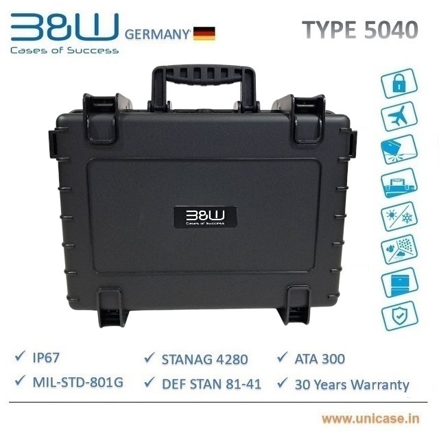 TYPE 5040 B&W IP67 and MIL certified hard plastic Carry Case: Premium quality water proof hard carry case