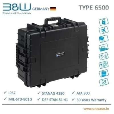 TYPE 6500 <span> B&W Heavy duty MIL certified outdoor hard plastic carry Case: Rugged premium quality IP67 certified drone hard carry case</span>