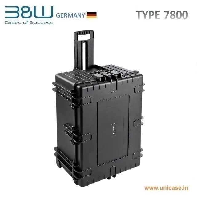 TYPE 7800 B&W large weather proof and MIL standard hard plastic hard case with wheels and trolley: Rugged quality IP67 and MIL grade certified hard plastic military equipment hard plastic case