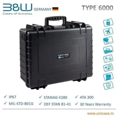 TYPE 6000 <span> B&W Military grade and IP67 certified hard plastic Case: Rugged quality water-proof MIL grade drone carry case</span>