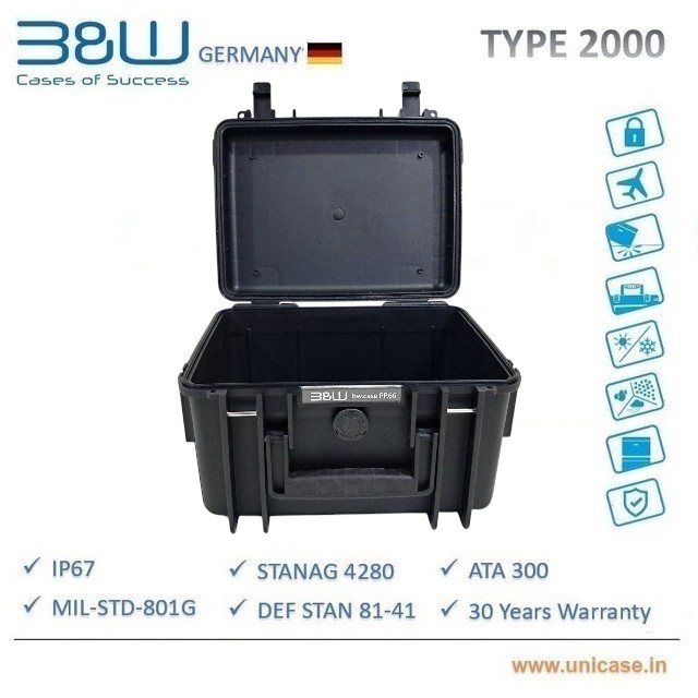 TYPE 2000 B&W outdoor case : hard plastic Pelican case Industrial grade hard case Unicase TYPE 2000 B&W outdoor shock proof case : hard plastic water resistant Pelican case Industrial grade plastic hard case