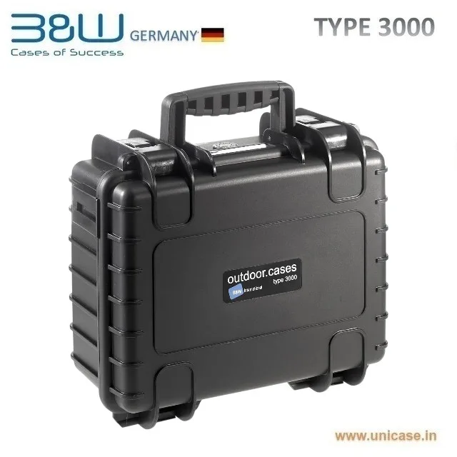TYPE 3000 B&W Industrial IP67 certified MIL grade Hard Plastic Case: High quality outdoor waterproof transit carry case