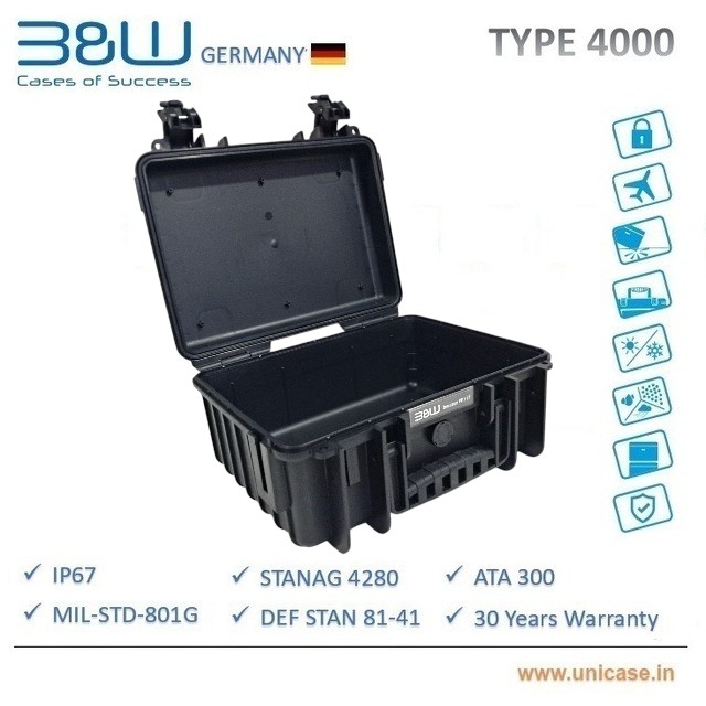 Medical equipment case and camera protective hard case : B&W TYPE 4000 Protective Pelican case for drone cases