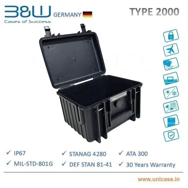 TYPE 2000 B&W hard plastic Pelican case IP67 and MIL certified hard transport case Unicase TYPE 2000 B&W hard plastic IP67 and MIL certified hard transport case