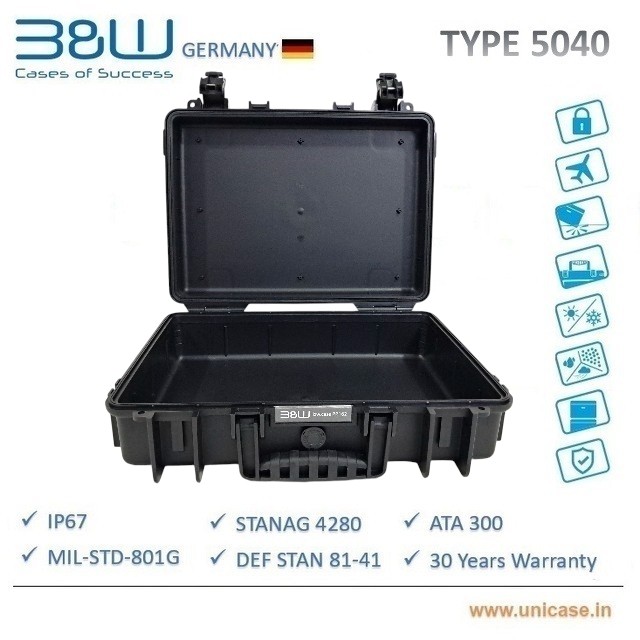 TYPE 5040 B&W IP67 and MIL certified hard plastic Carry Case: Premium quality water proof hard carry case