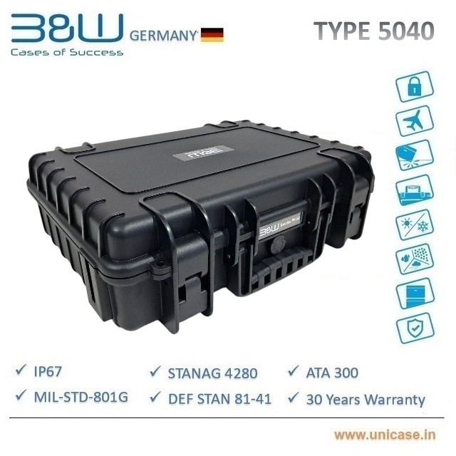 TYPE 5040 B&W IP67 and MIL certified hard plastic Carry Case: Premium quality water proof hard carry case