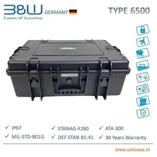 B&W TYPE 6500 Pelican case with custom foam : IP67 and MIL specs hard protective rugged rainproof protection hard carry cases
