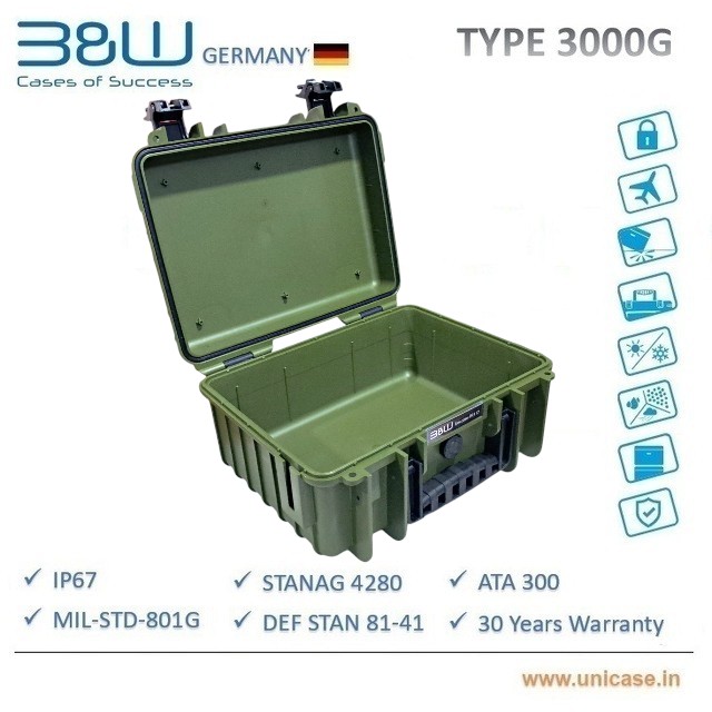 Buy TYPE 3000G B&W Rugged green plastic carry case IP67 certified MIL grade Hard Plastic Case: High quality outdoor waterproof transit carry case TYPE 3000G B&W Rugged green plastic carry case IP67 certified MIL grade Hard Plastic Case: High quality outdoor waterproof transit carry case