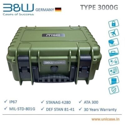 TYPE 3000G <span> B&W Rugged green plastic carry case IP67 certified MIL grade Hard Plastic Case: High quality outdoor waterproof transit carry case</span>