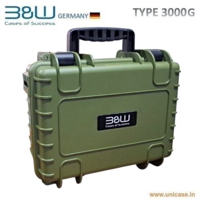 TYPE 3000G <span> B&W Rugged green plastic carry case IP67 certified MIL grade Hard Plastic Case: High quality outdoor waterproof transit carry case</span>