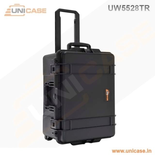 hard plastic medical equipment case with wheels and trolley